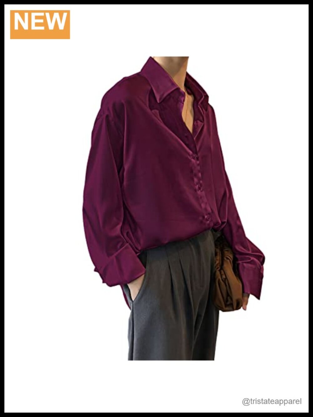 Womens Satin Silk Button Down Shirt Long Sleeve Casual Office Blouse Top
